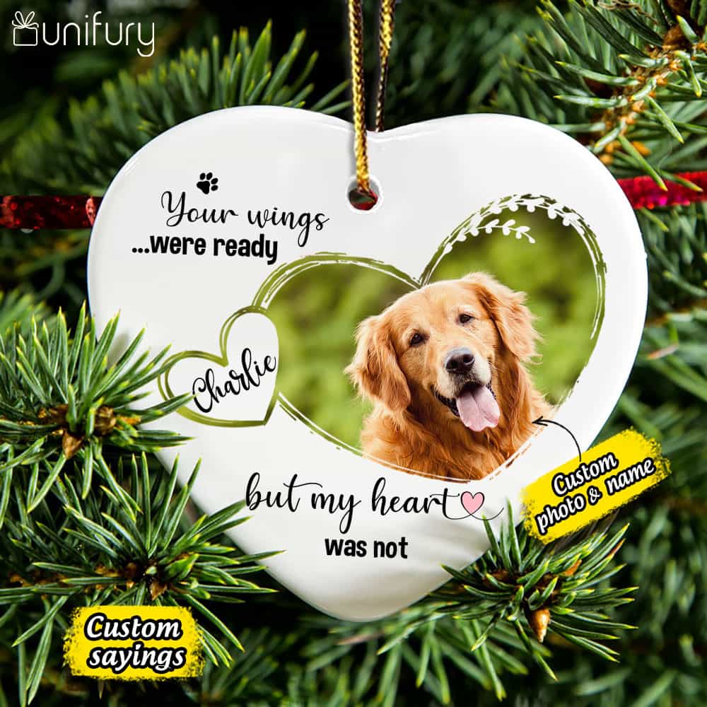 Personalized Dog Cat Memorial Christmas Ceramic Ornaments (PRINTED ON BOTH SIDES) - Custom photo &amp; sayings