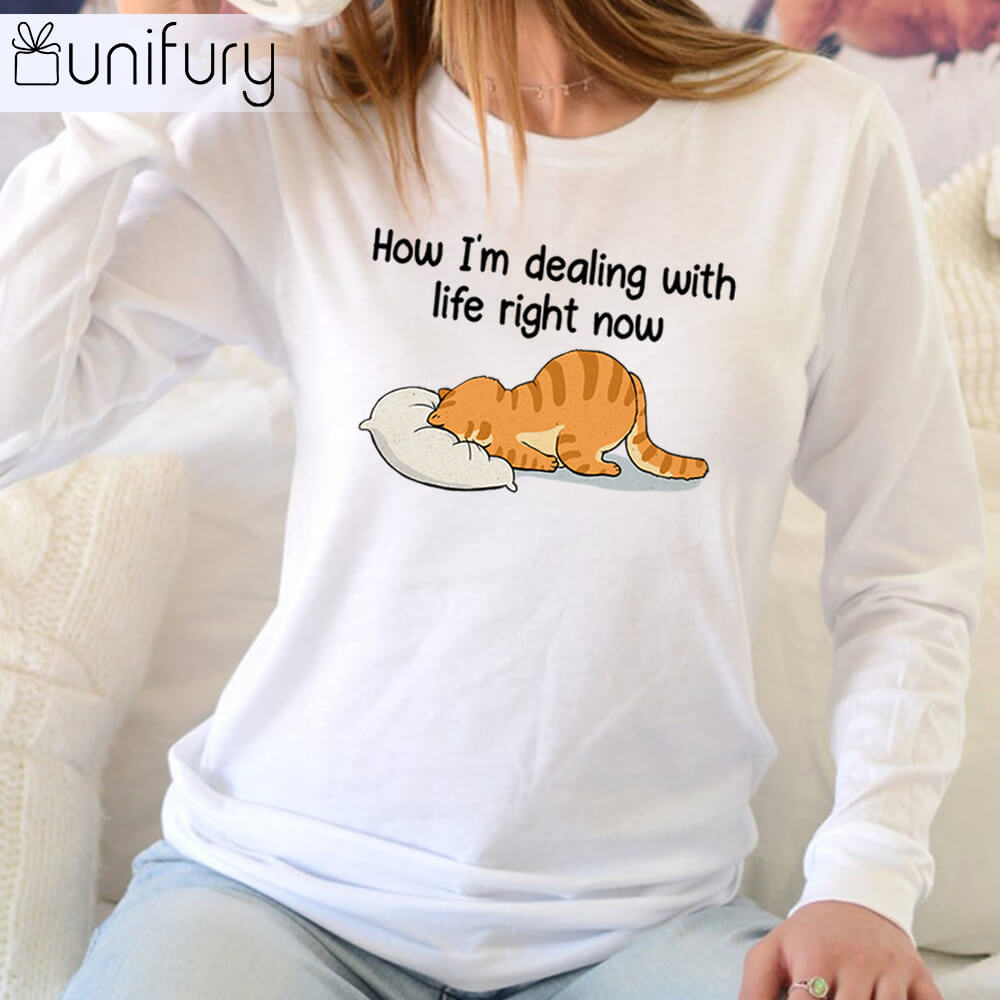 How I&#39;m dealing with life right now long sleeve funny gifts for cat lovers