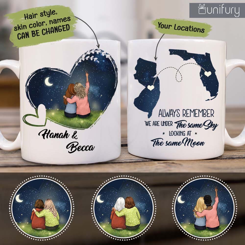 Personalized Best Friends Long Distance Relationship Coffee Mug Gifts - Night Sky