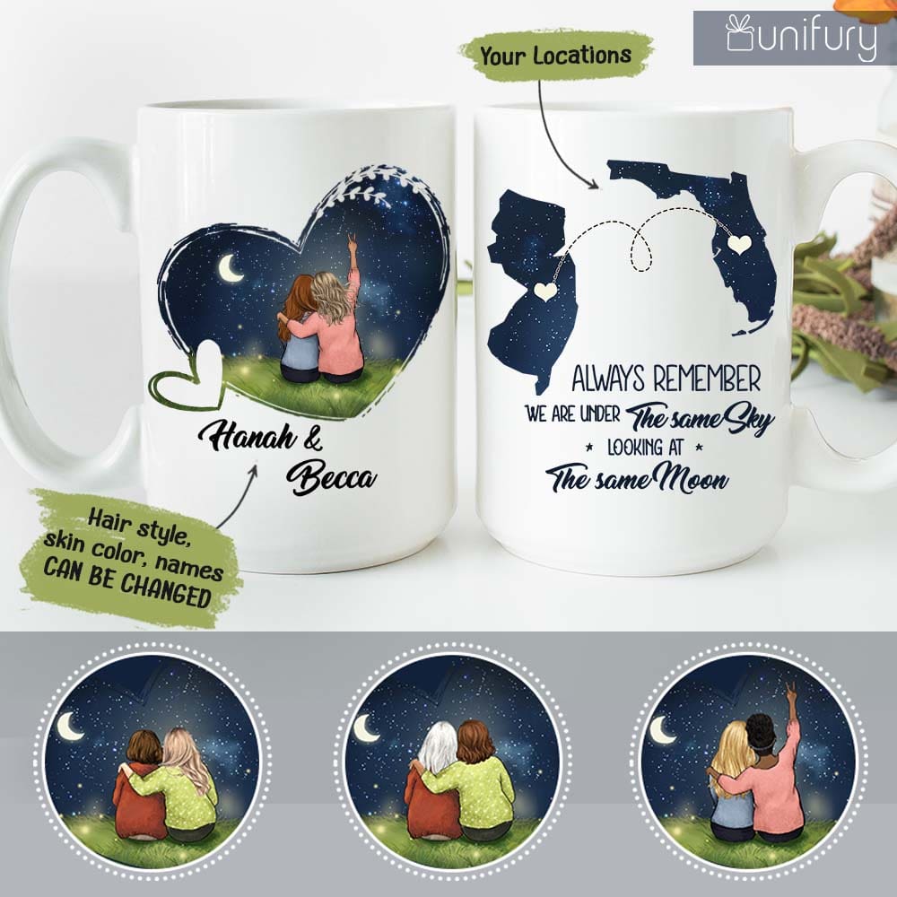 Personalized Best Friends Long Distance Relationship Coffee Mug Gifts - Night Sky