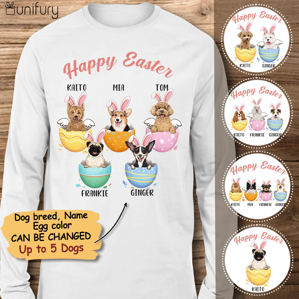 [FRONT SIDE] Personalized long sleeve gifts for dog lovers - Easter egg