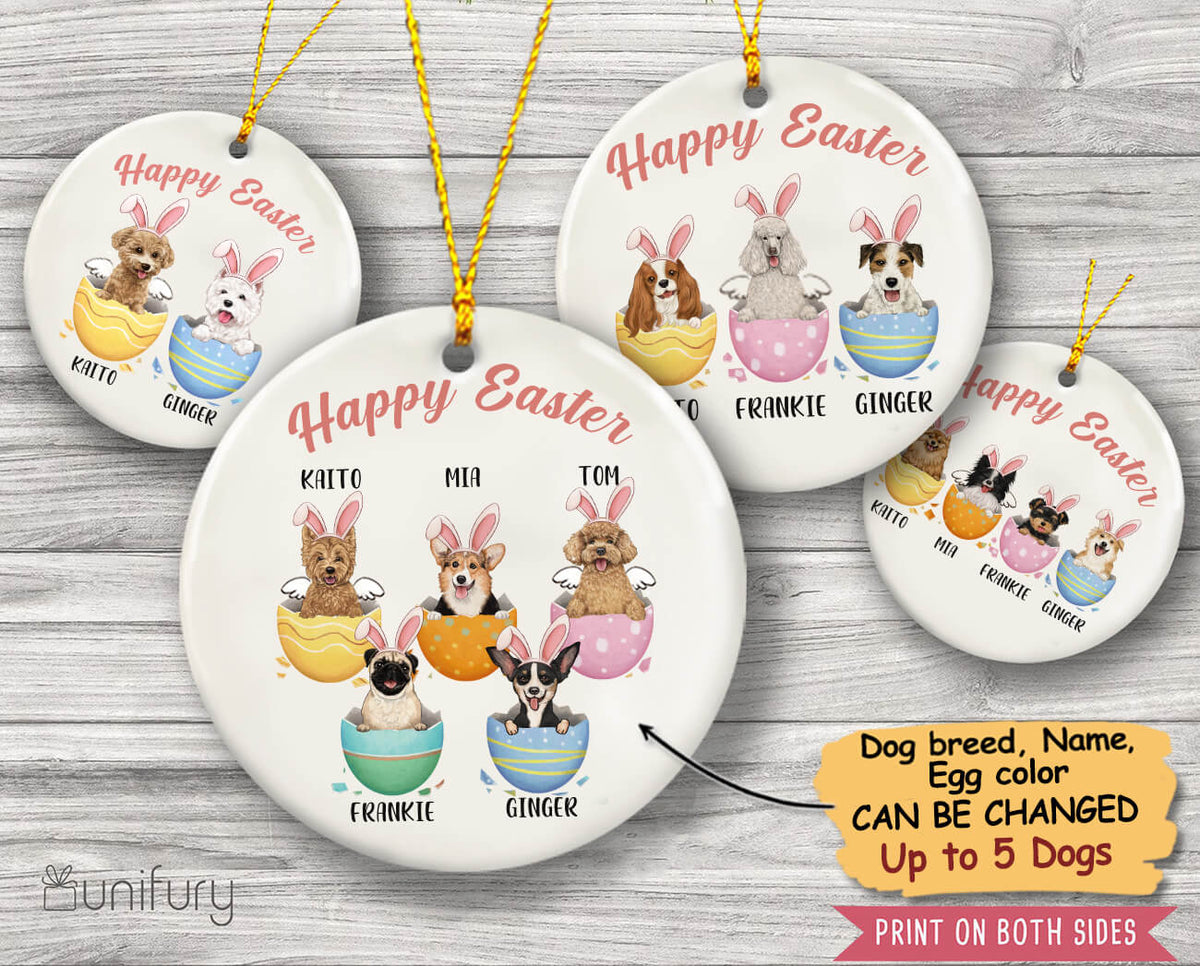 Personalized gifts for dog lovers - Easter Egg - Ceramic Ornament (PRINTED ON BOTH SIDES)