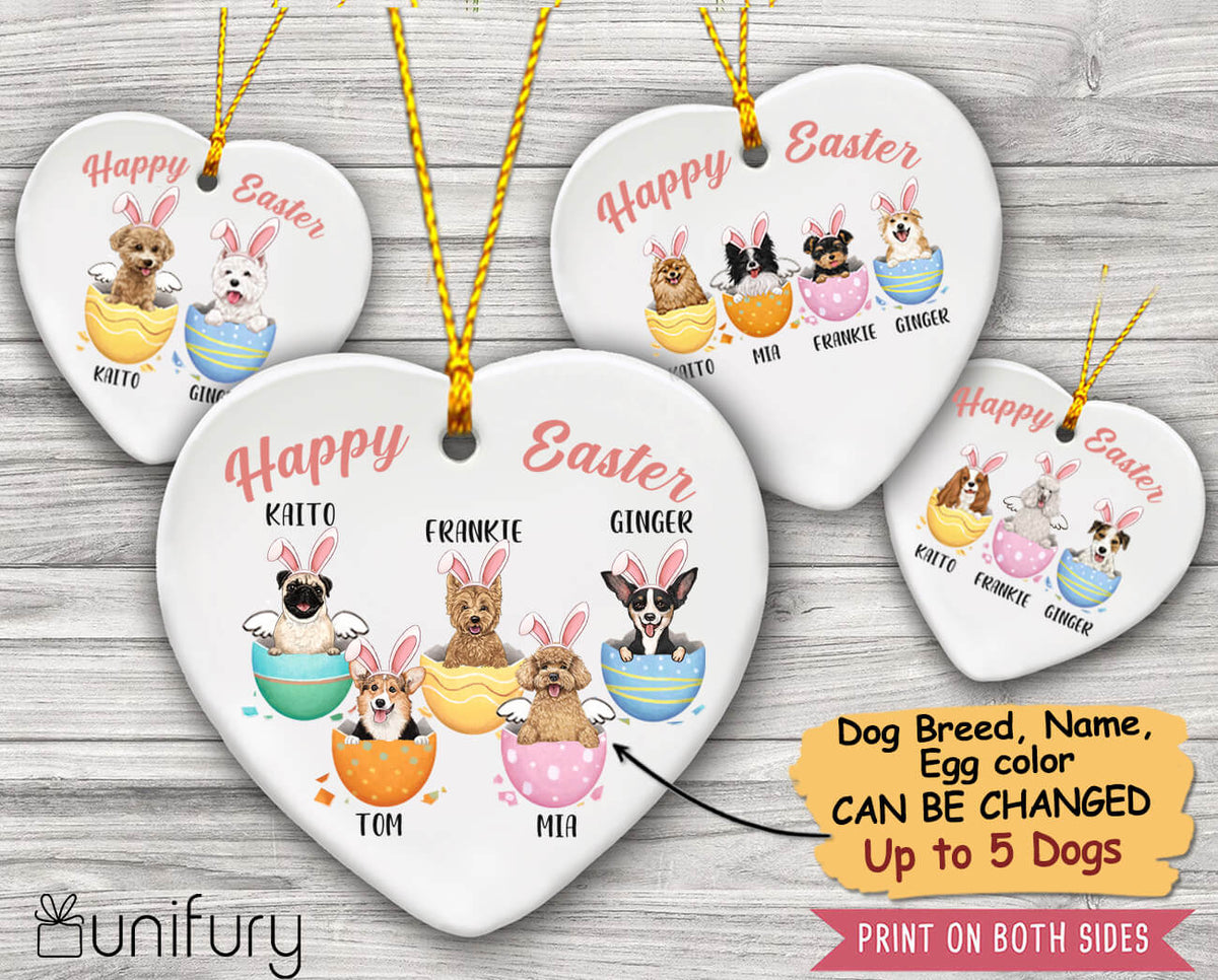 Personalized gifts for dog lovers - Easter Egg - Ceramic Ornament (PRINTED ON BOTH SIDES)