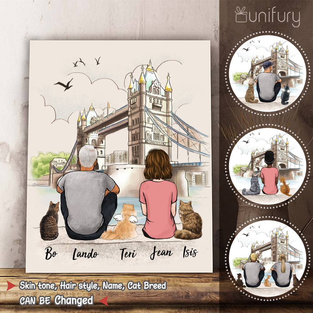 Personalized custom cat &amp; couple canvas print canvas art London - 2423