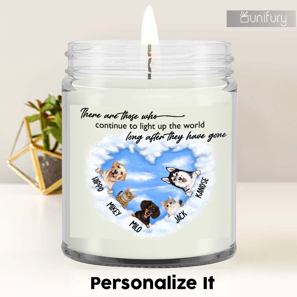 Personalized Dog Memorial Soy Wax Candle gifts for dog cat lovers - Heaven