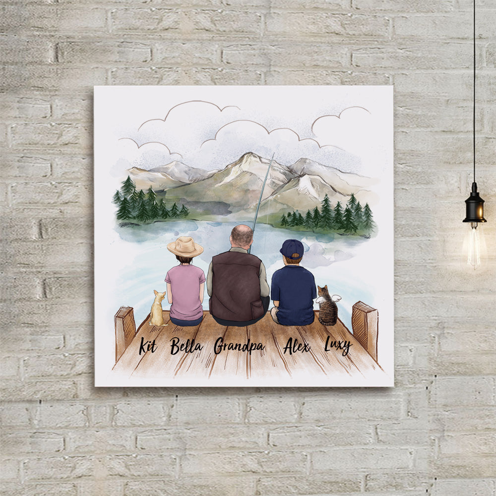 Personalized gifts for the whole family with dog, cat photo tile - UP TO 5 - Fishing