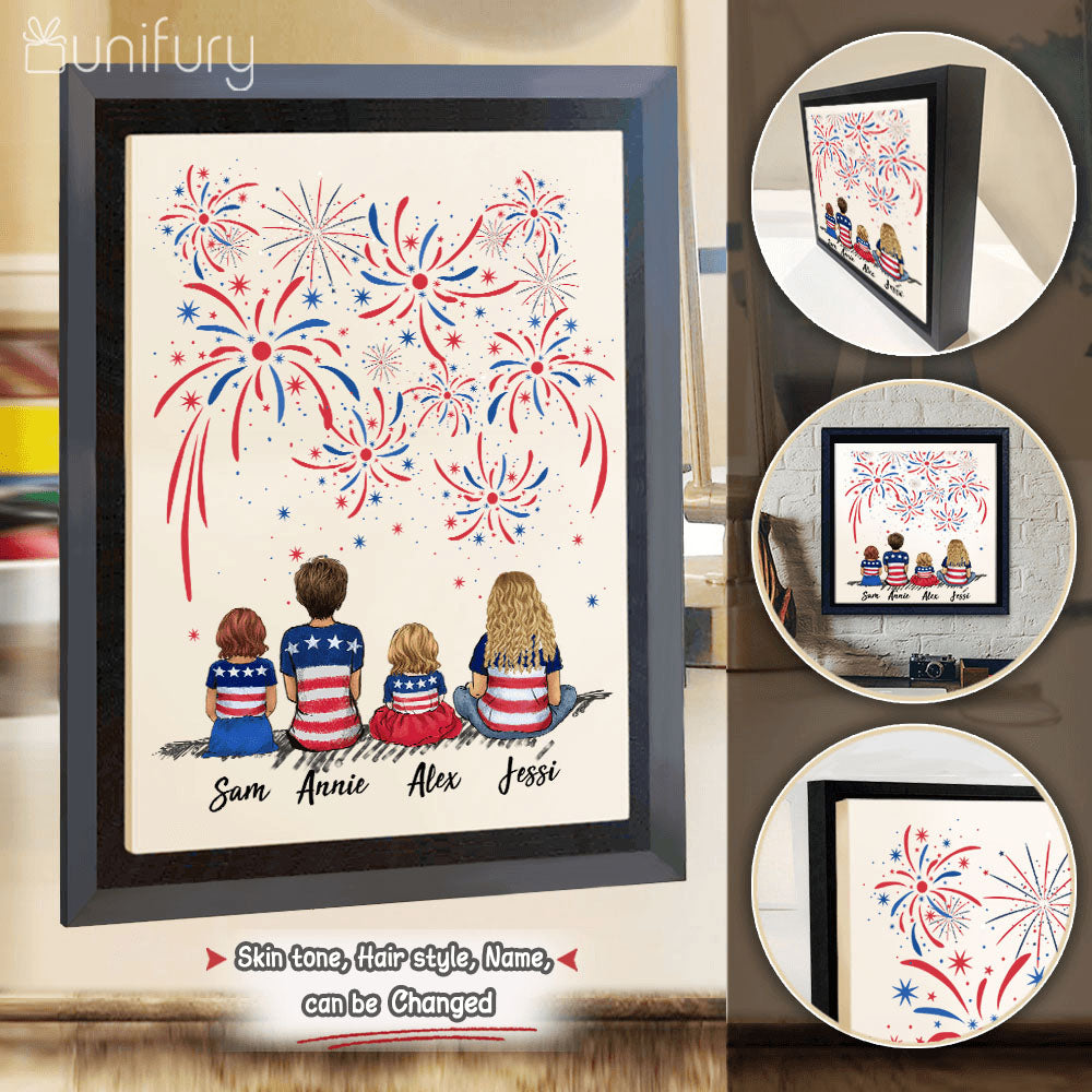 Personalized gifts for the whole family Framed Canvas 4th Of July - UP TO 5 PEOPLE - 2426