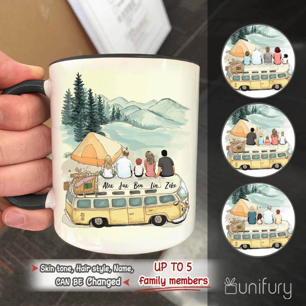 Personalized Whole Family Car Camping Accent Mug - Camping