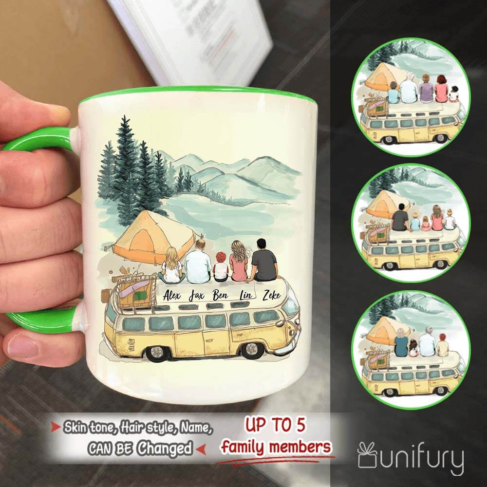 Personalized Whole Family Car Camping Accent Mug - Camping