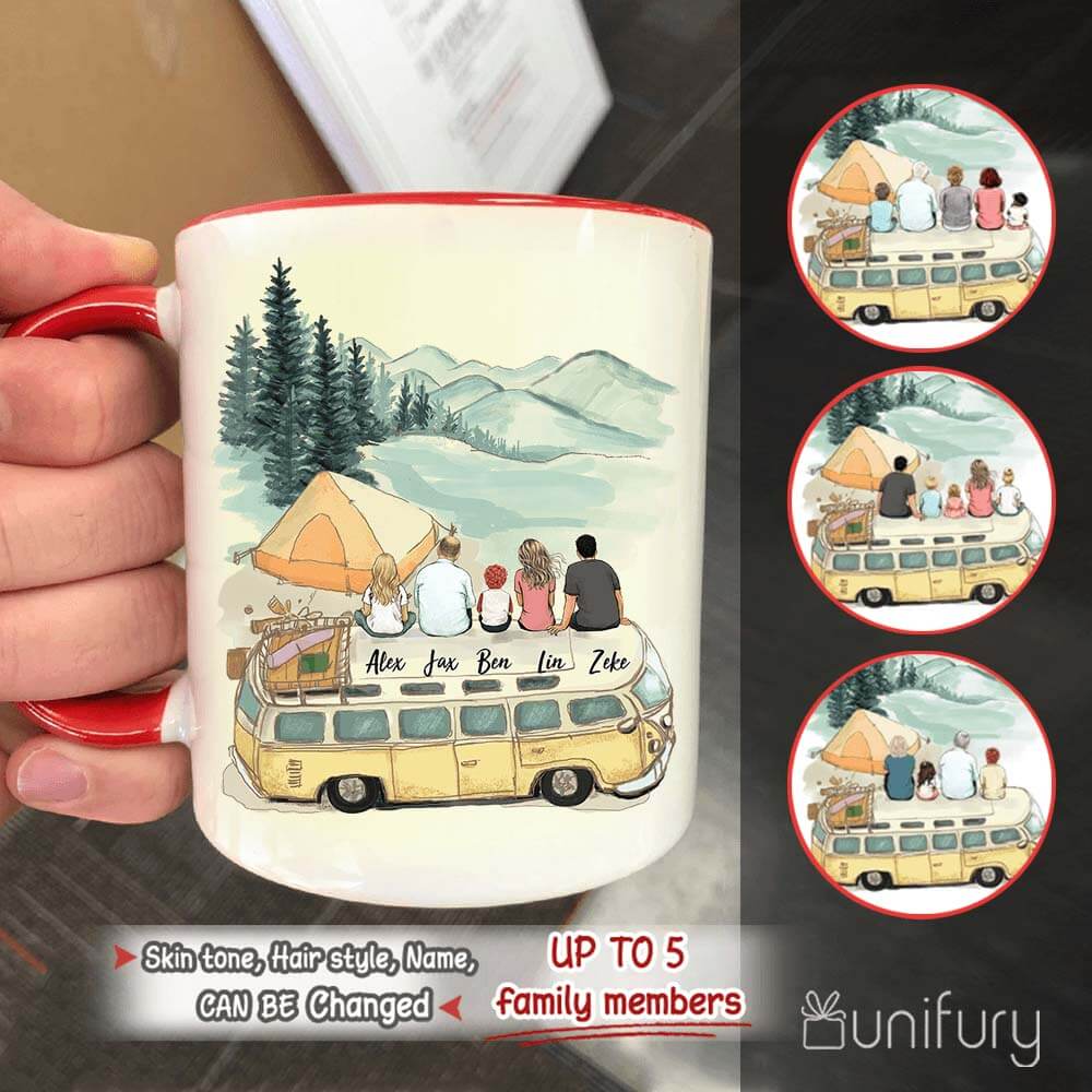 Personalized Whole Family Car Camping Accent Mug - Camping