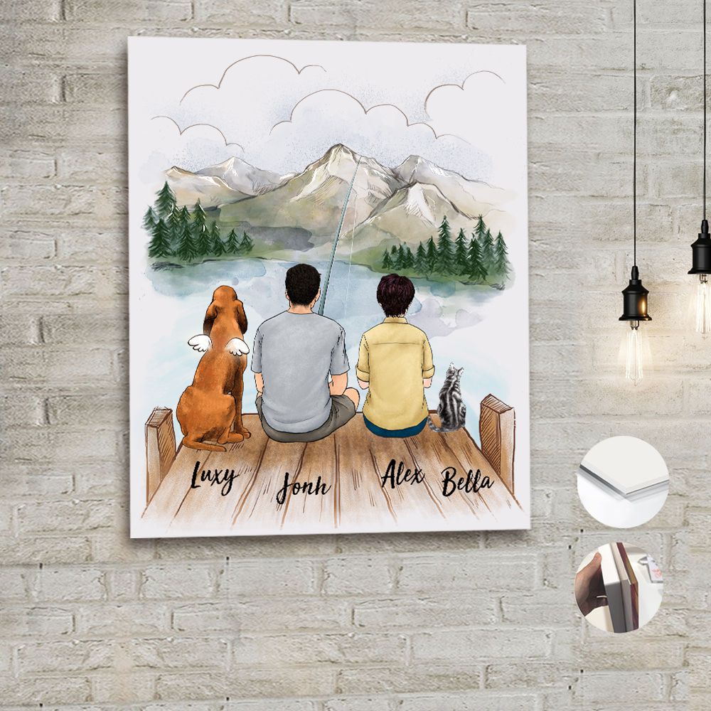 Personalized gifts for the whole family with dog, cat acrylic print - UP TO 5 - Fishing