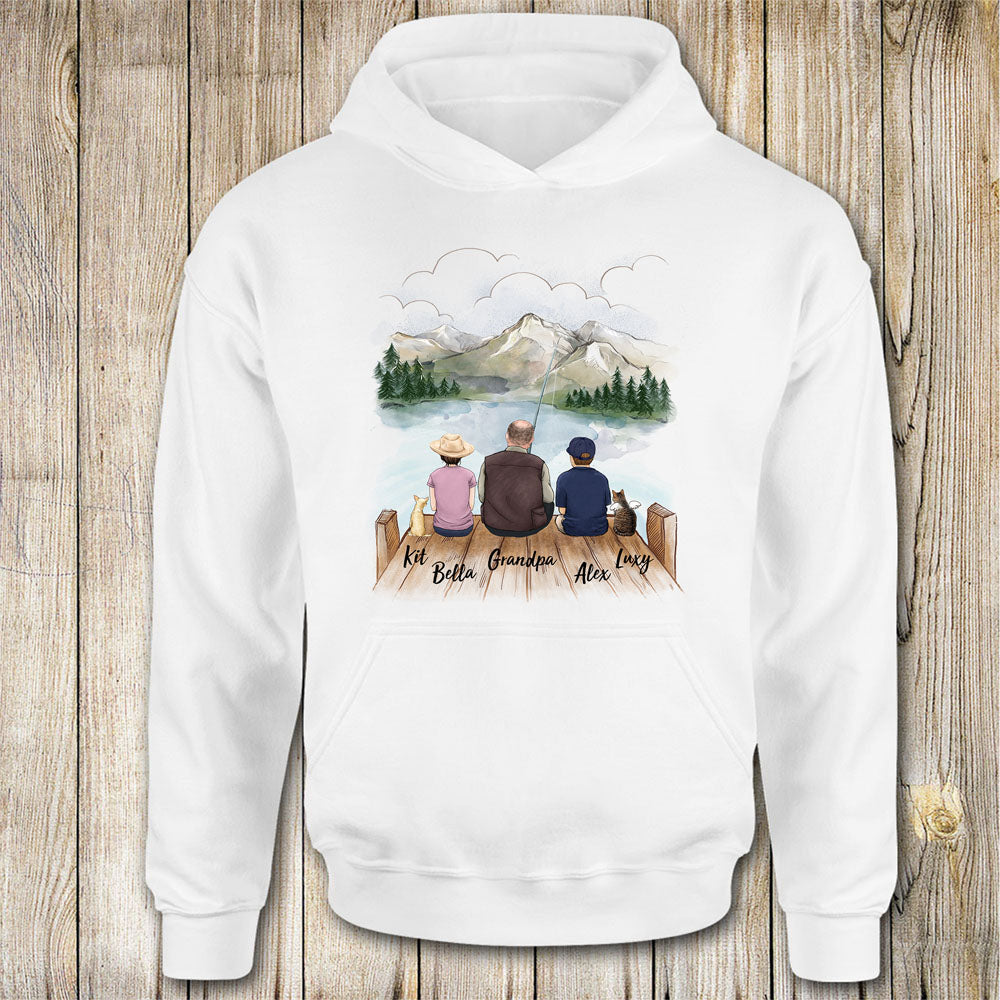 Personalized gifts for the whole family with dog, cat hoodie - UP TO 5 - Fishing