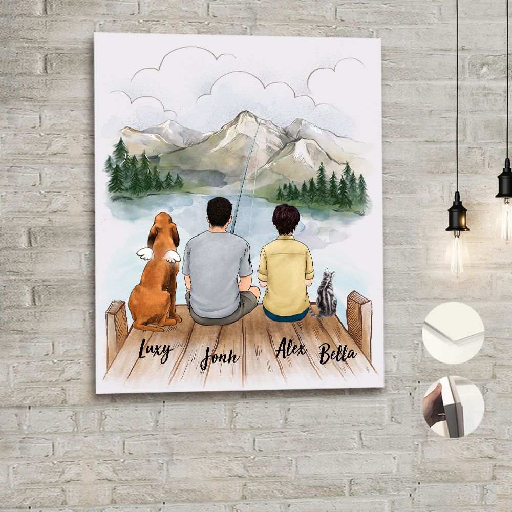 Personalized gifts for the whole family with dog, cat metal print - UP TO 5 - Fishing