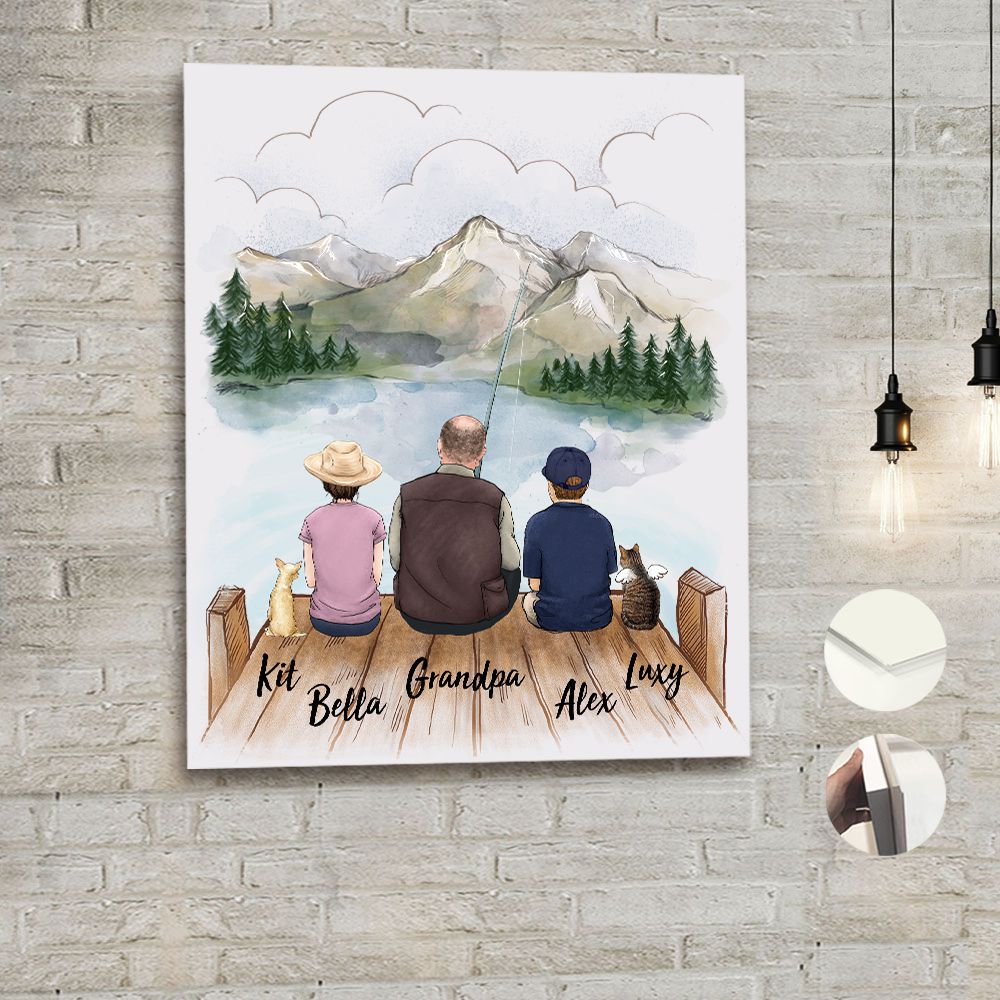 Personalized gifts for the whole family with dog, cat metal print - UP TO 5 - Fishing
