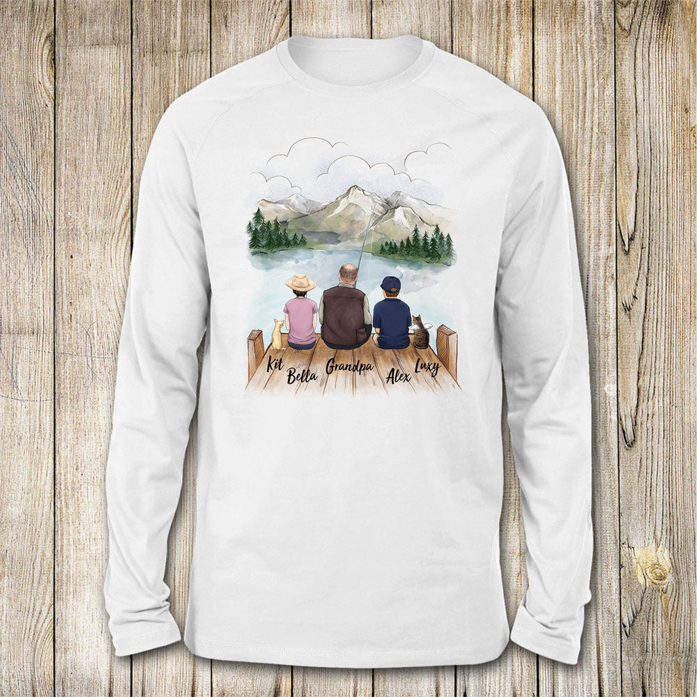 Personalized gifts for the whole family with dog, cat long sleeve - UP TO 5 - Fishing