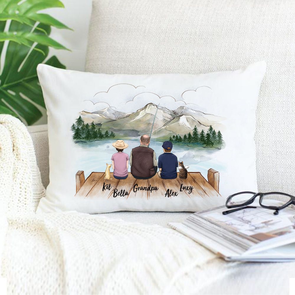 Personalized gifts for the whole family with dog, cat pillow - UP TO 5 - Fishing