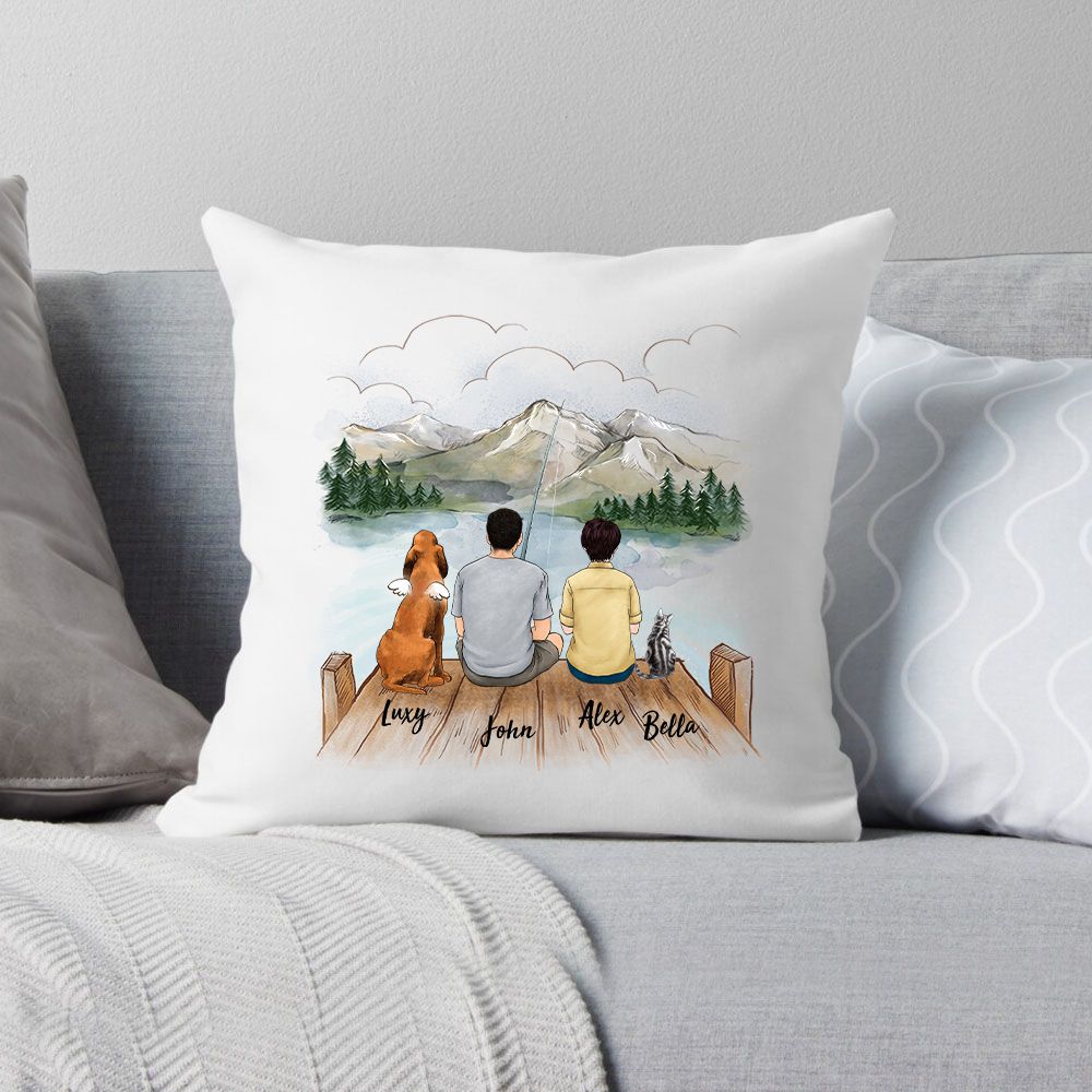 Personalized gifts for the whole family with dog, cat pillow - Unifury