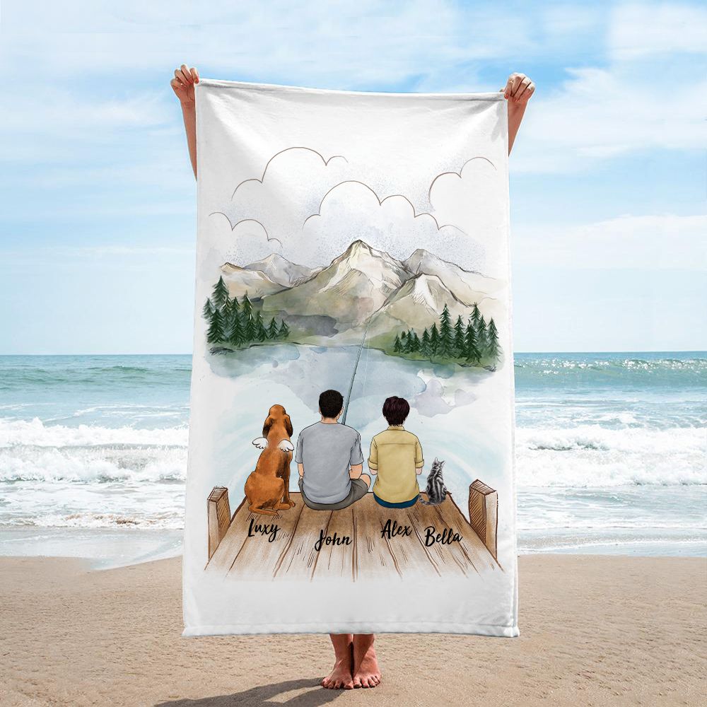 Personalized gifts for the whole family with dog, cat beach towel