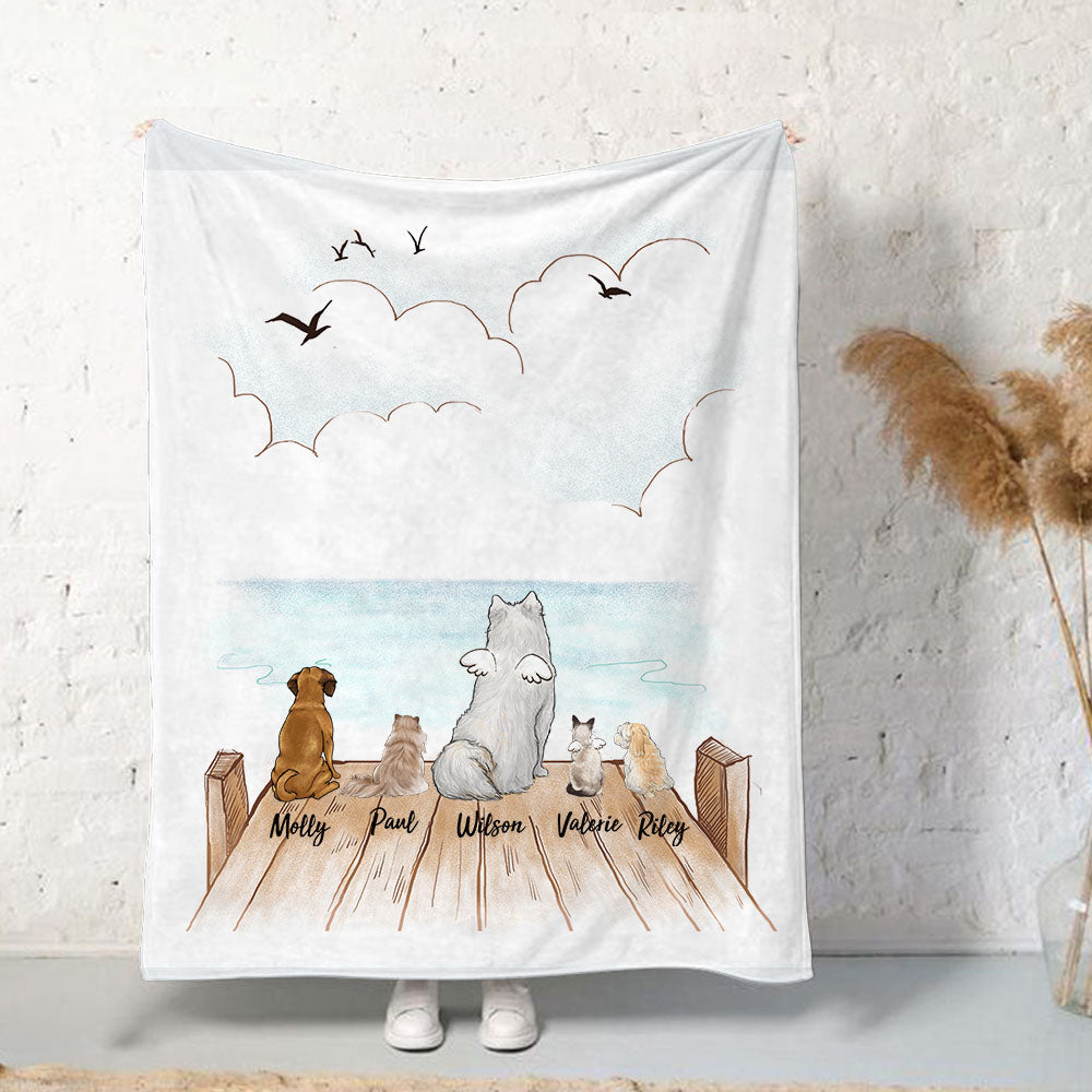 Personalized Fleece Blanket For Dog Cat Lovers - Wooden Dock
