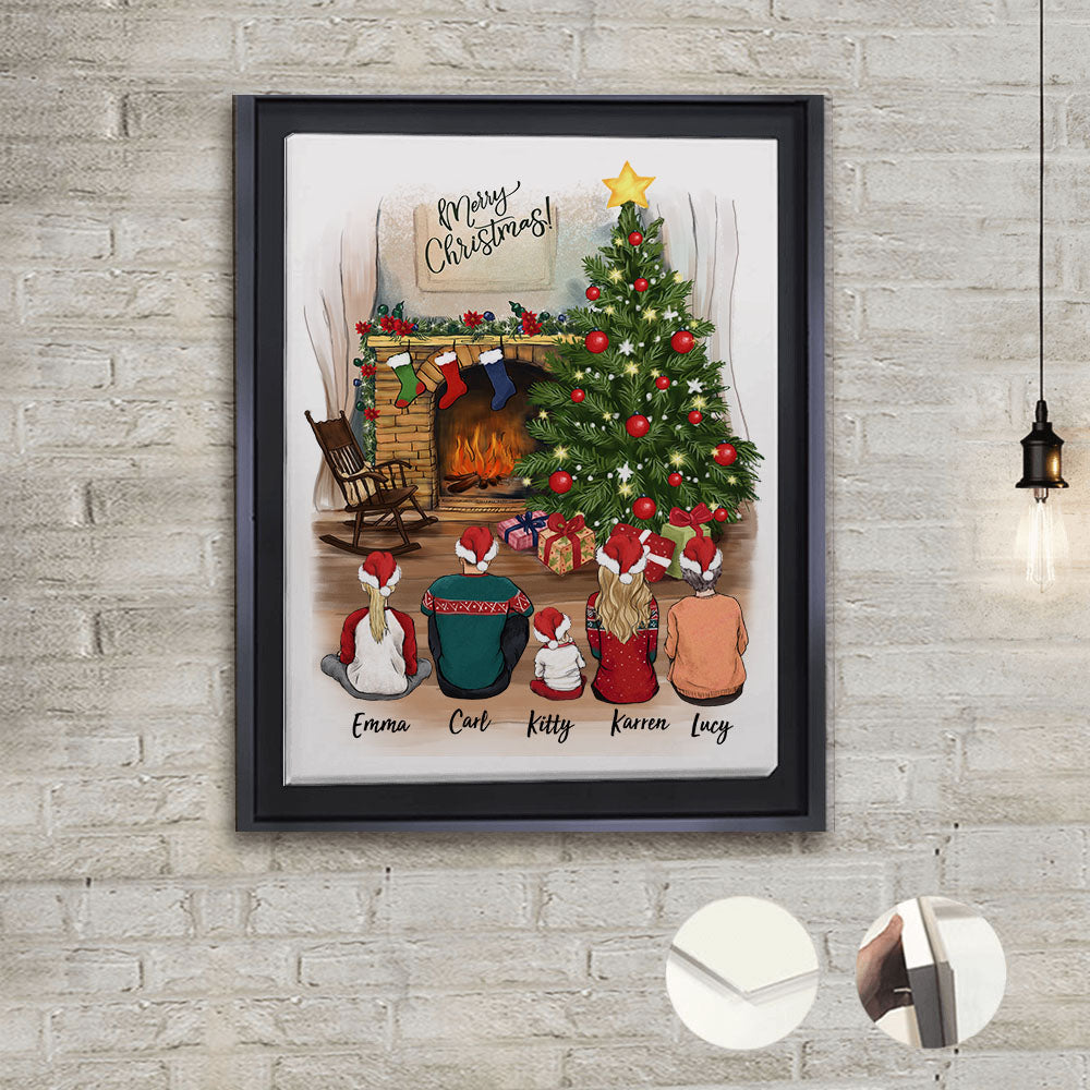 Personalized family Christmas gifts for the whole family Framed Canvas - UP TO 5 PEOPLE - 2426