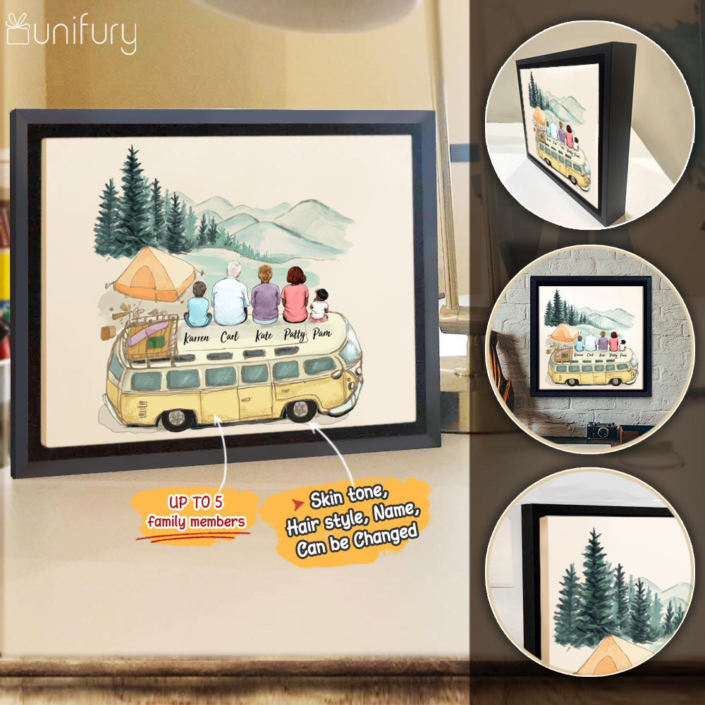 Personalized family members framed canvas gift for the whole family - UP TO 5 PEOPLE - Camping - 2426