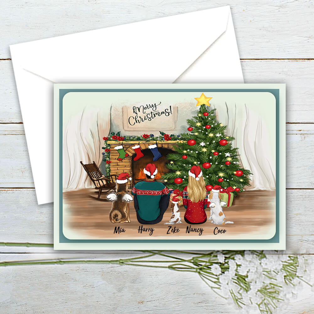 Personalized Christmas Postcard gifts for dog lovers - DOG &amp; COUPLE - Christmas