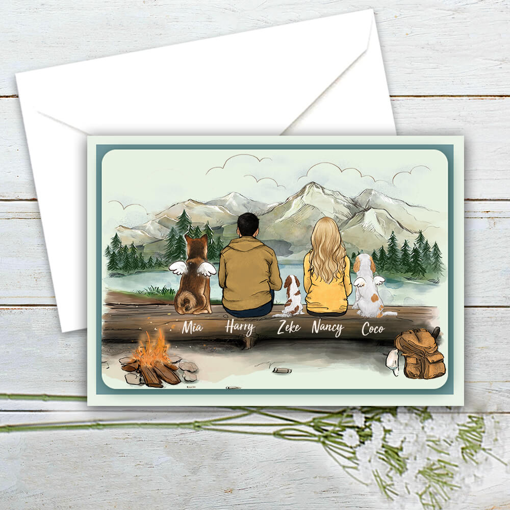 Personalized Christmas Postcard gifts for dog lovers - DOG &amp; COUPLE - Hiking