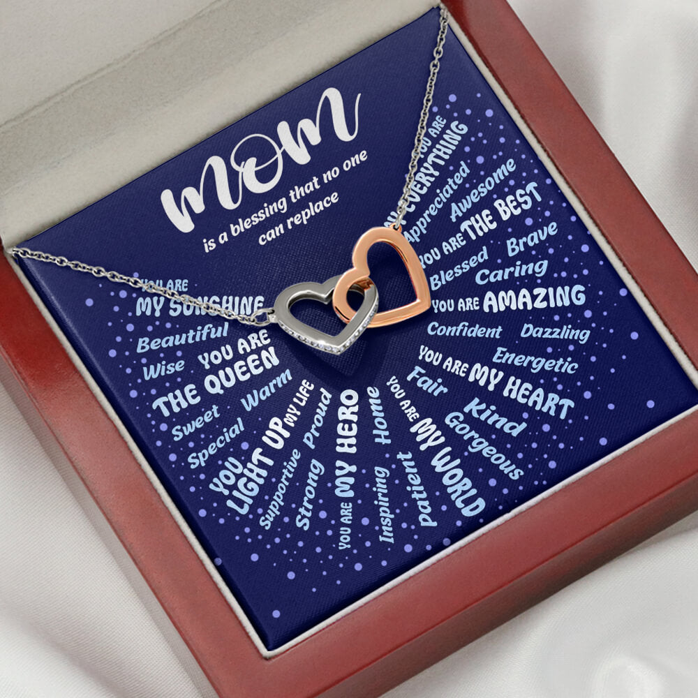 Words to Describe Mom - Mother&#39;s Day Necklace Interlocking Hearts Necklace Gift for Mom - luxury box