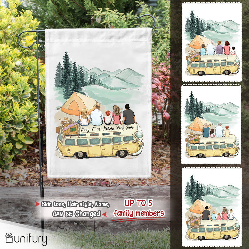 Personalized gifts for the whole family Decorative Garden Flag - UP TO 5 PEOPLE - Camping - 2426