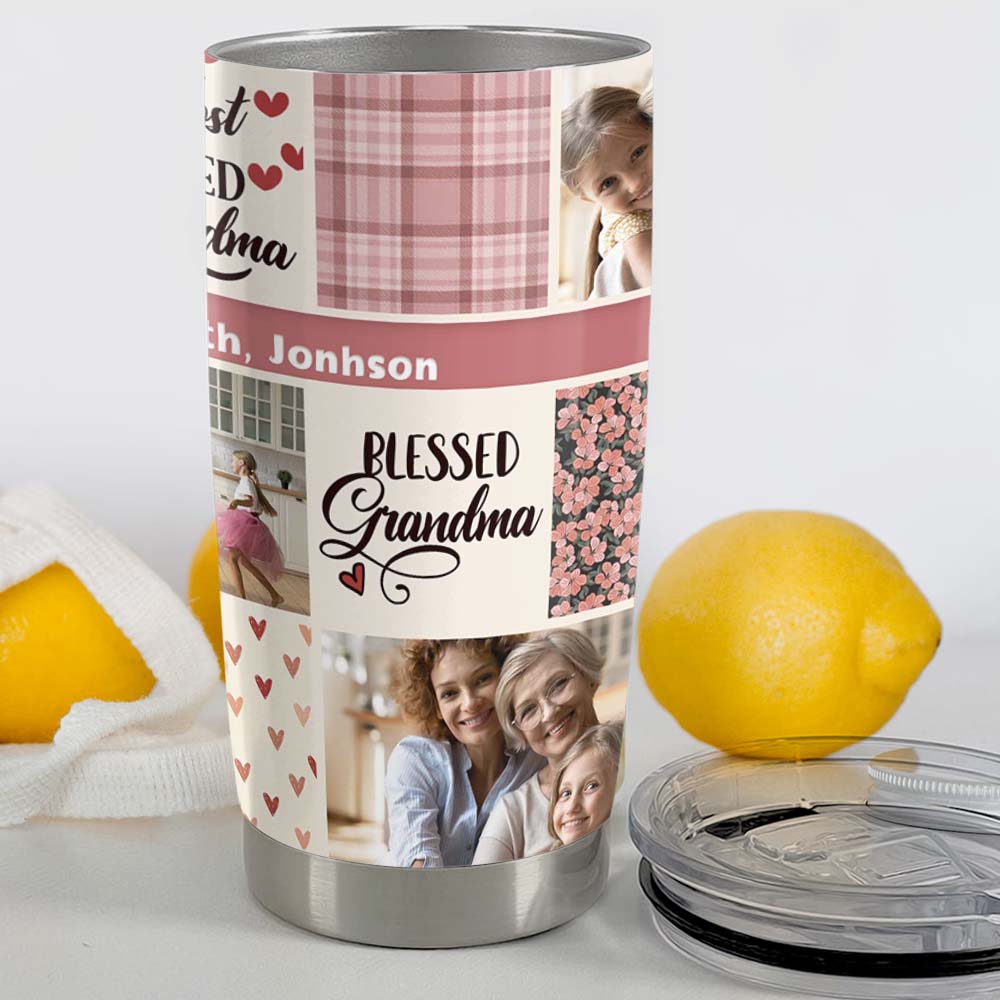 Personalized Fat Tumbler Gift For Grandma - Photo collapse