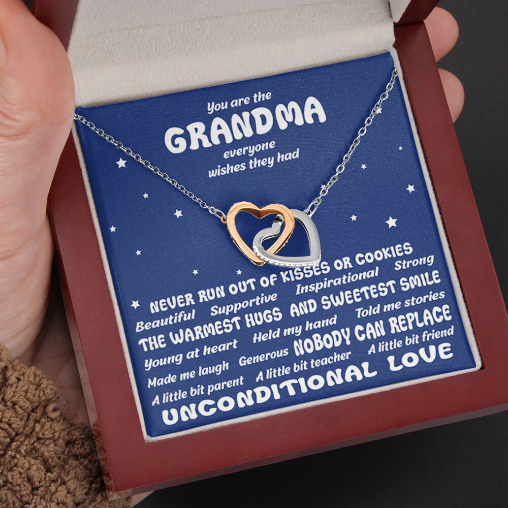 Grandma Everyone Wishes - Interlocking Hearts Necklace - Nana Gifts luxury box