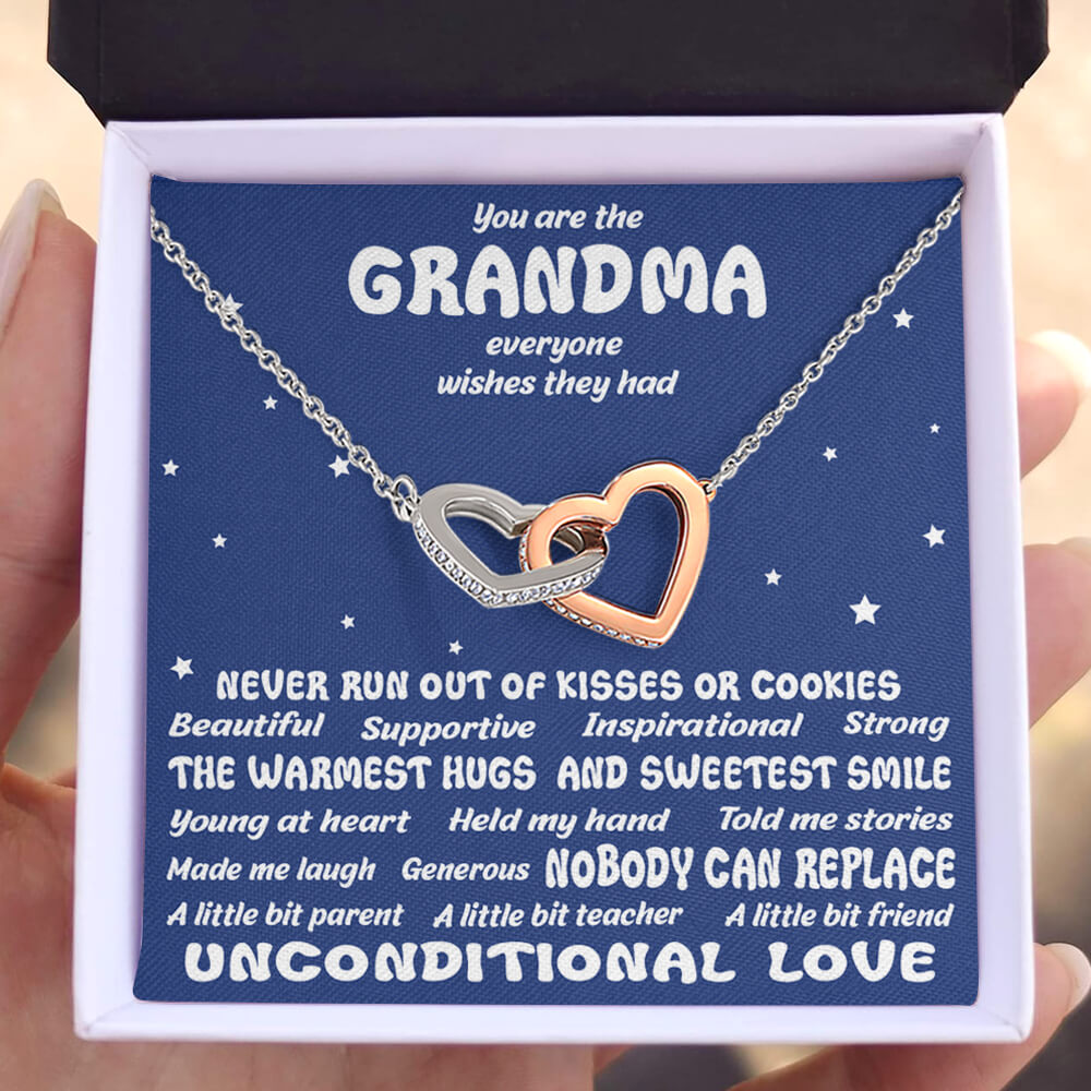 Grandma Gift Two Interlocking Hearts Necklace Gifts For Grandmother – Gifts  For Family Online