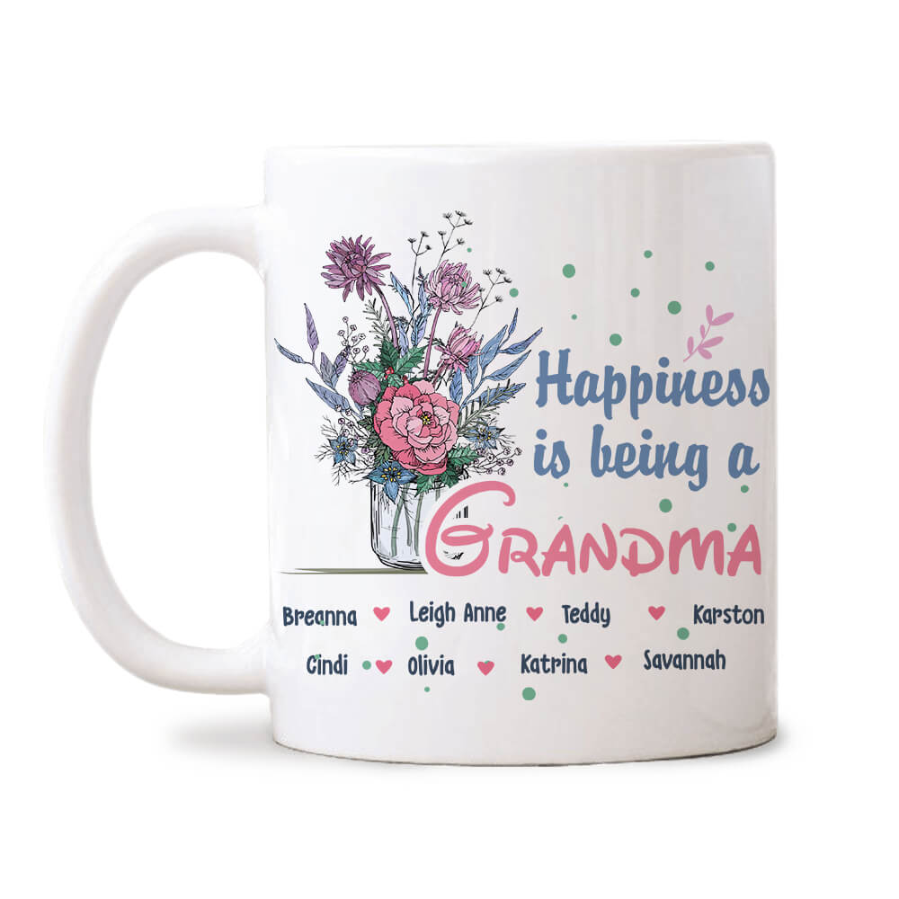 Happiness Is Being A Grandma Coffee Mug Personalized Grandma Gifts ...