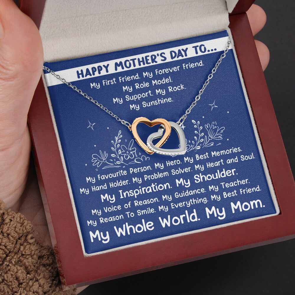 Happy Mother&#39;s Day - Interlocking Hearts Necklace Gift for Mom luxury box