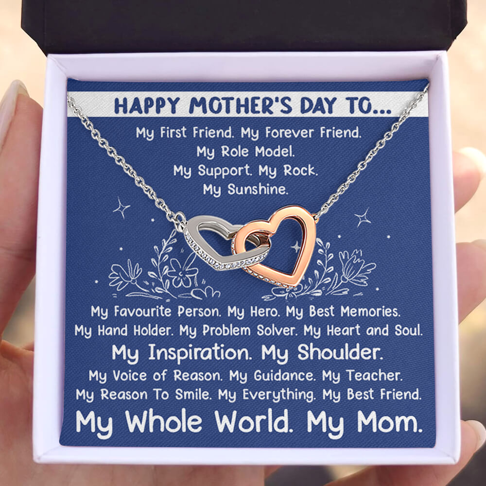 Happy Mother&#39;s Day - Interlocking Hearts Necklace Gift for Mom standard box