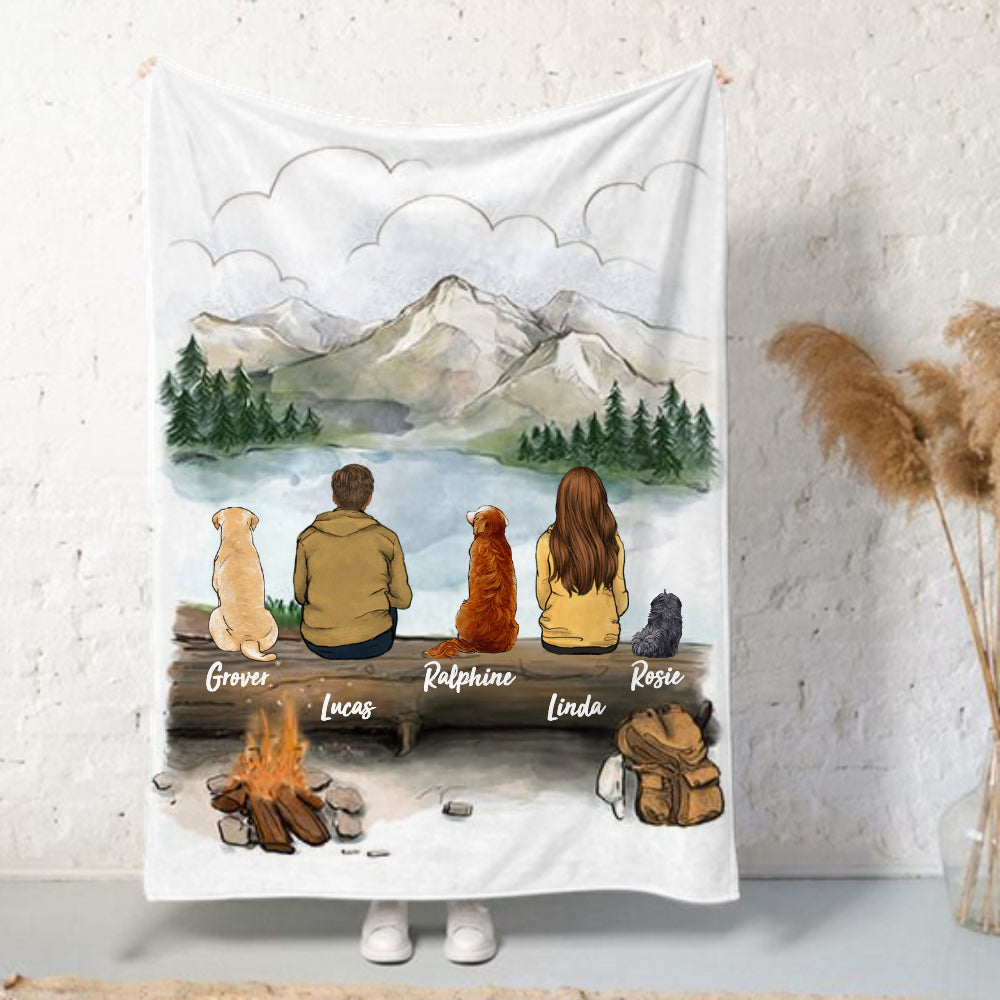 Personalized gifts for dog lovers Fleece Blanket - DOG & COUPLE - Hiking - Mountain - 2415