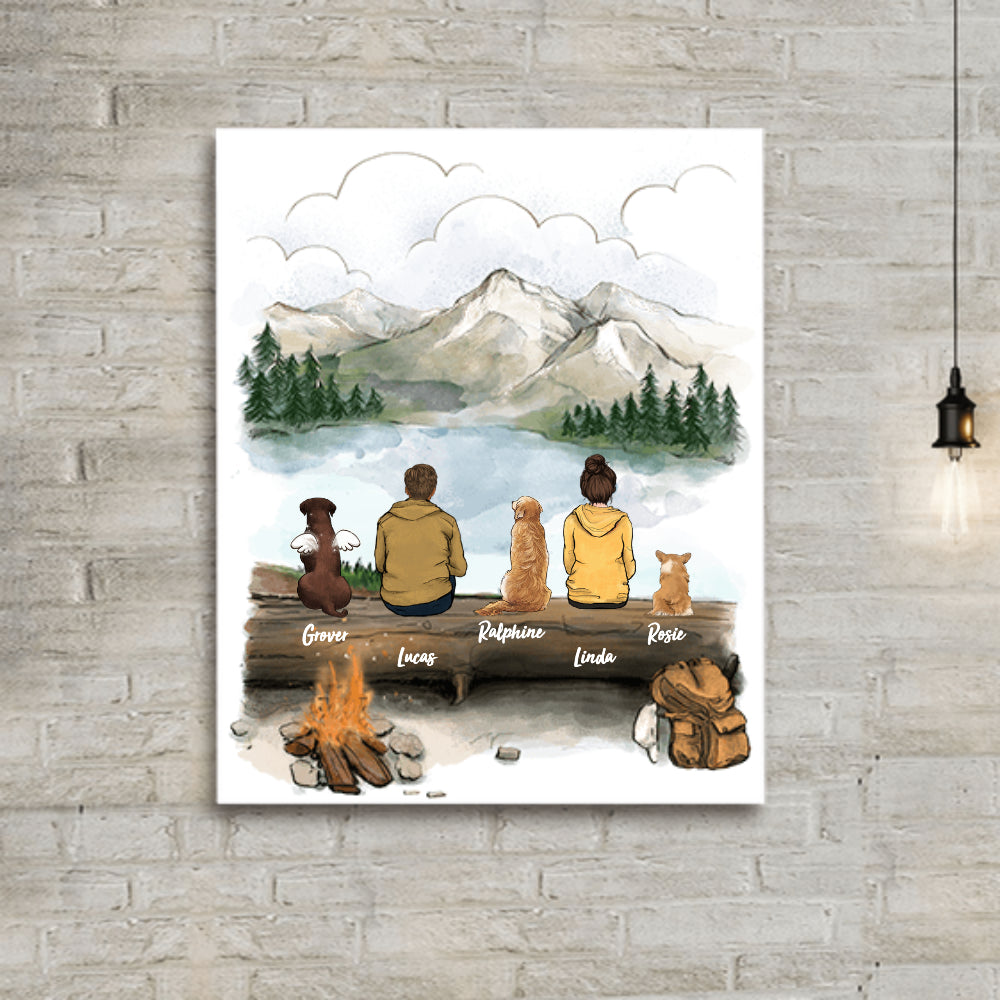 Personalized gifts for dog lovers Canvas Print Wall Art - DOG &amp; COUPLE - Hiking - Mountain - 2415