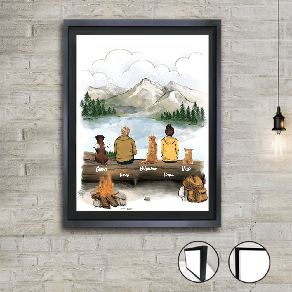 Personalized framed canvas dog &amp; couple gifts for dog lovers - Hiking - Mountain