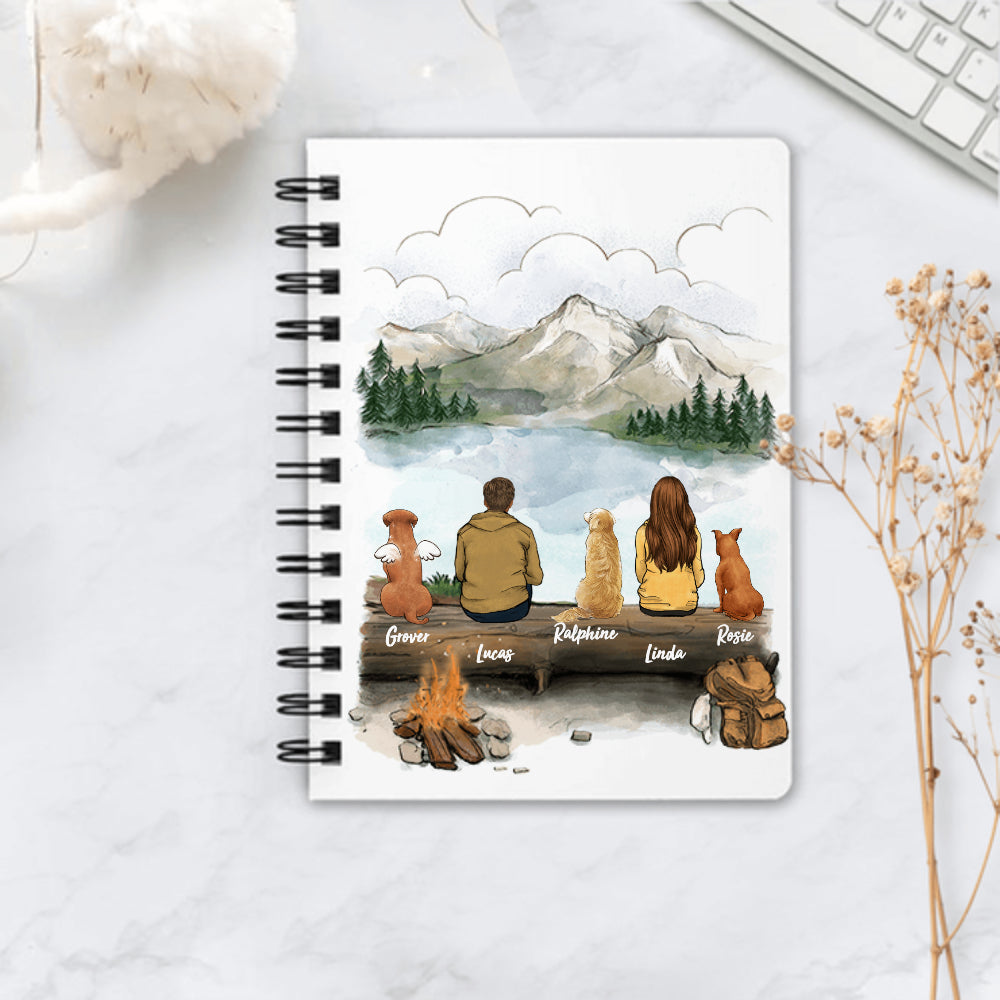 Custom Dog Couple Spiral Journal Notebook - Hiking Mountain