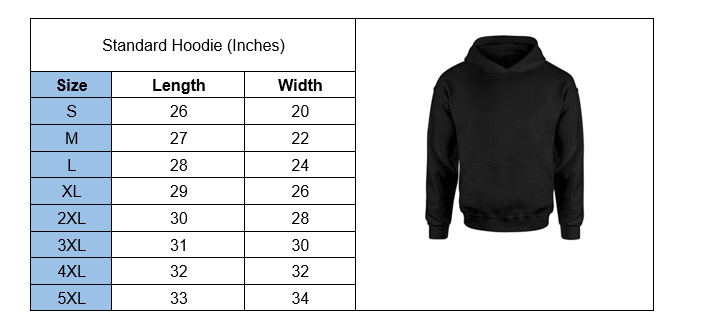 Personalized Dog Lover Hoodie - sizing chart