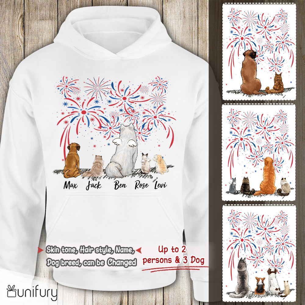 Personalized dog &amp; cat Hoodie 4th Of July - 2283