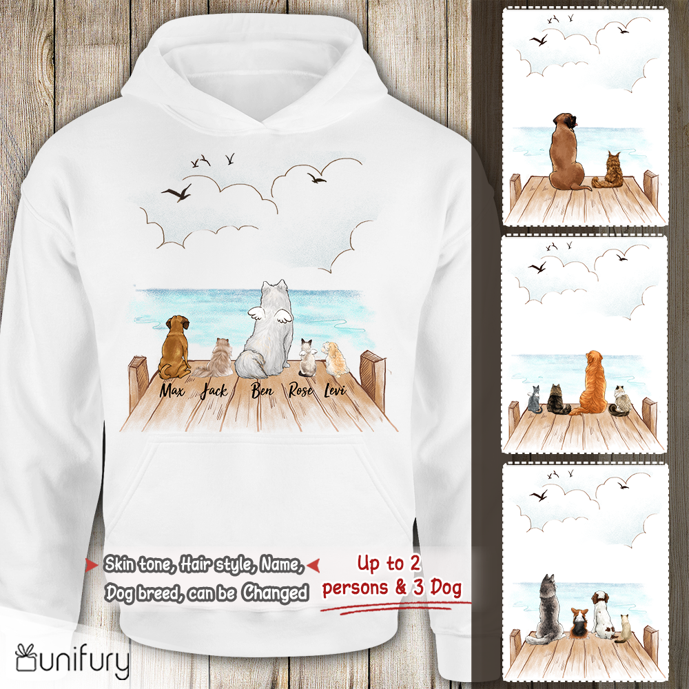 Personalized custom dog &amp; cat hoodie - Wooden Dock - 2283