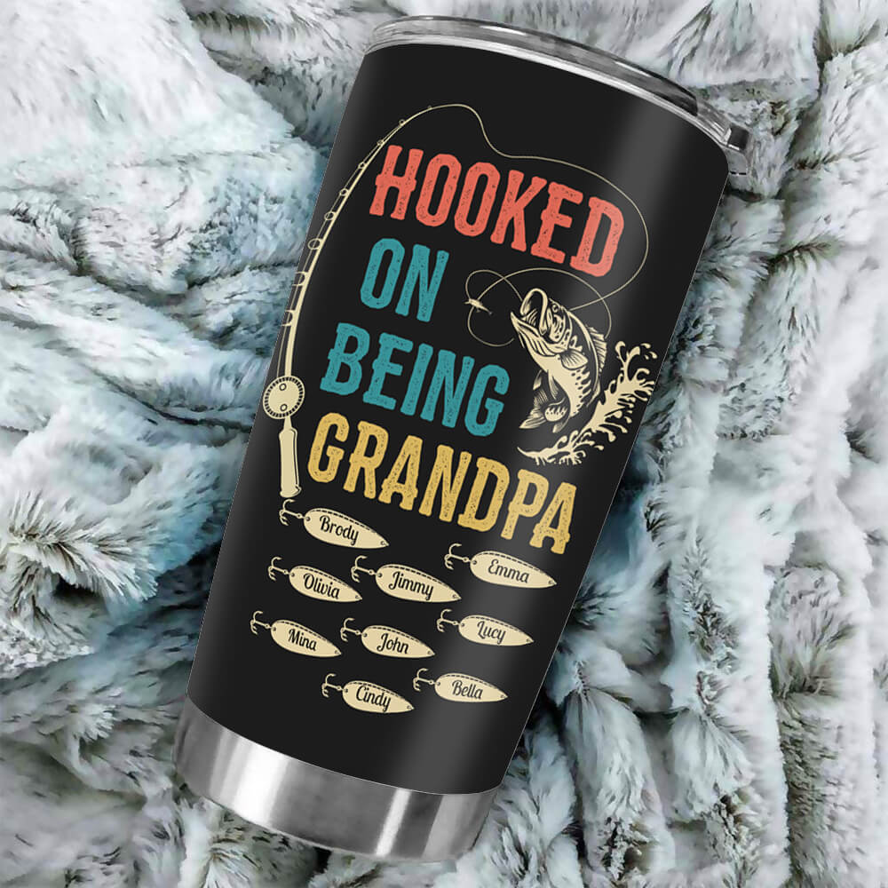 Fulltime Dad Fish Grandpa Personalized Custom Engraved Tumbler Cup