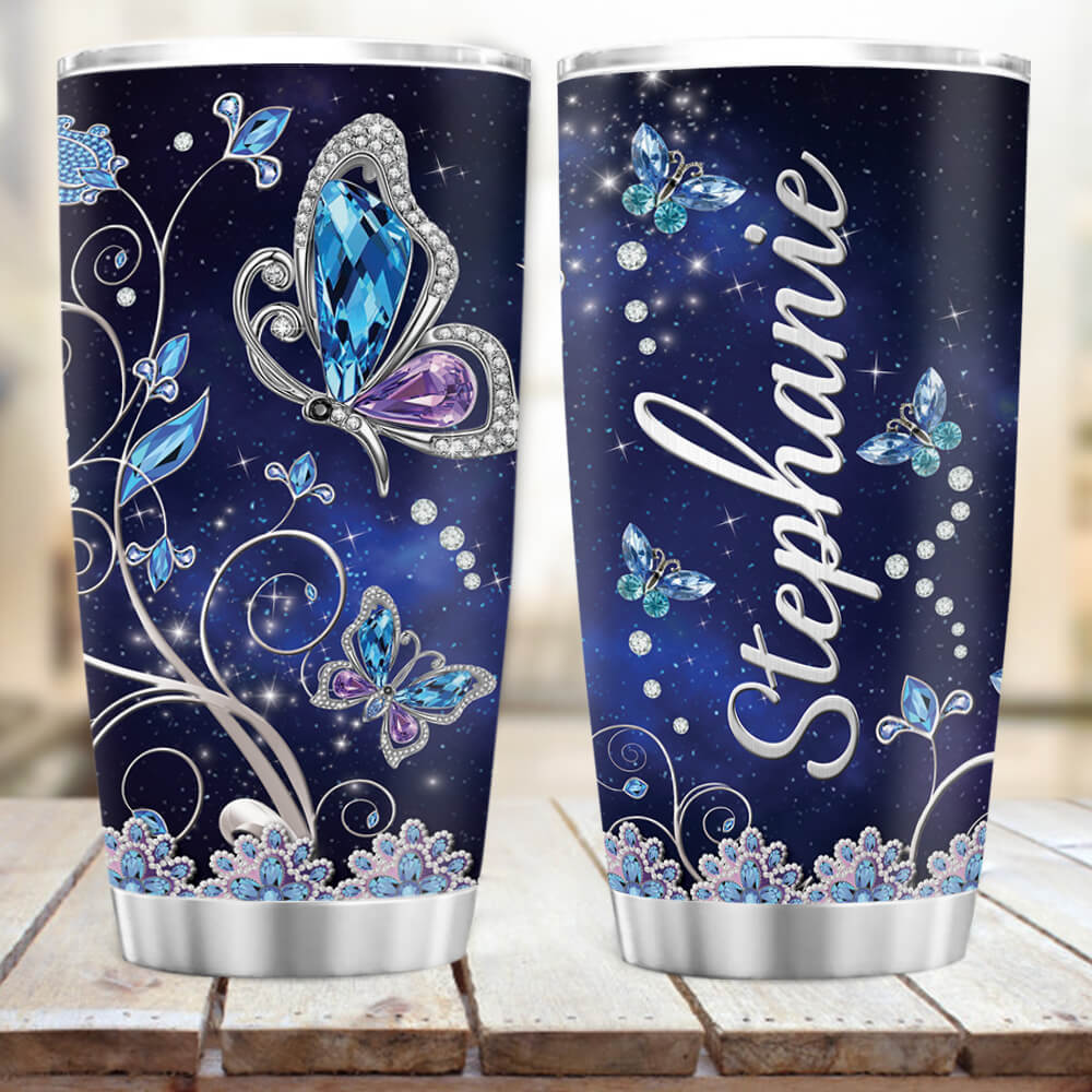 Personalized Butterfly Fat Tumbler Gift - Custom Name