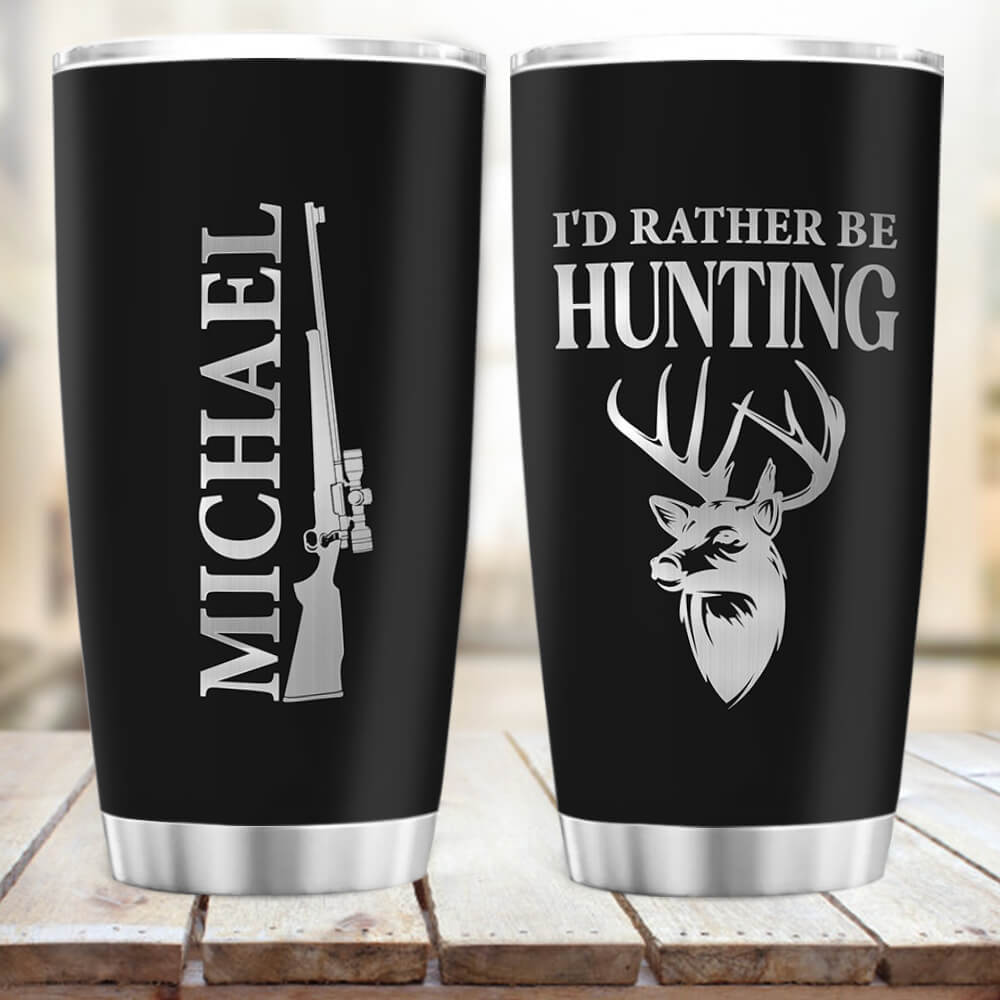 Personalized Fat Tumbler Gift- I'd rather be fishing/camping/hunting -  Unifury