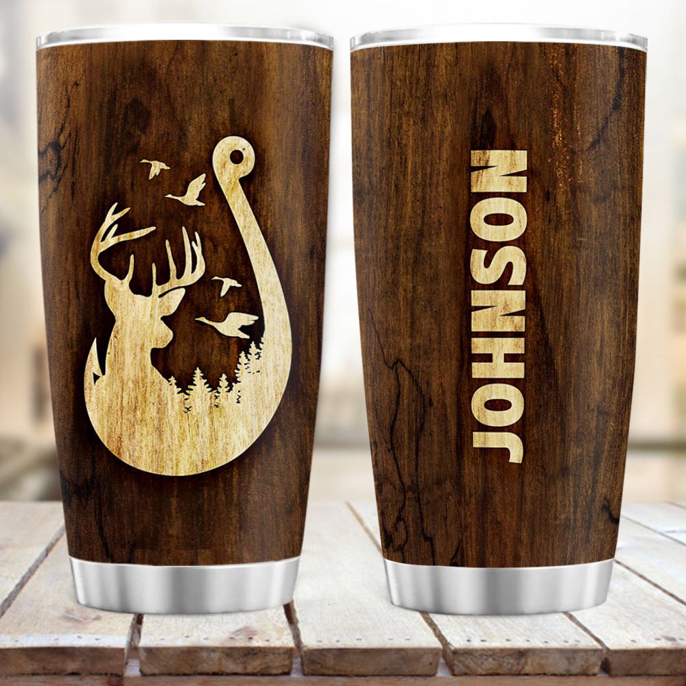 Personalized Fat Tumbler Gift - Hunting and fishing