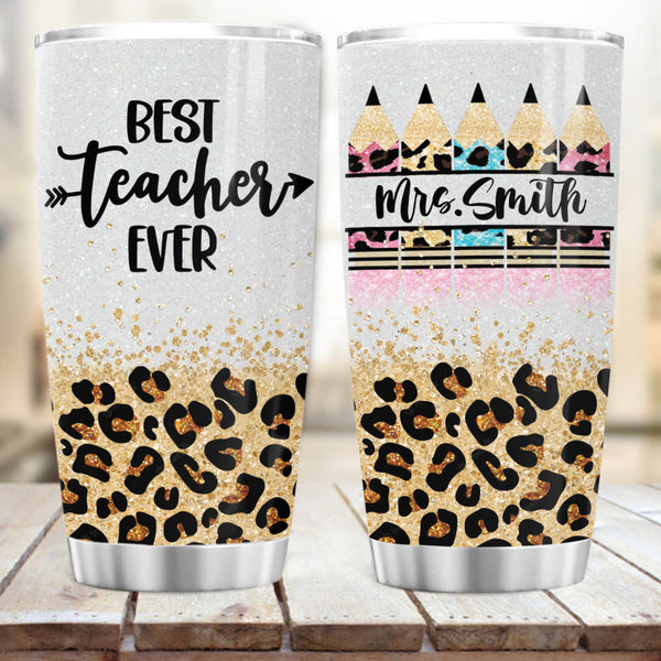 Personalized Teacher Clear Floral Glass Tumbler, Teacher Appreciation -  Unifury