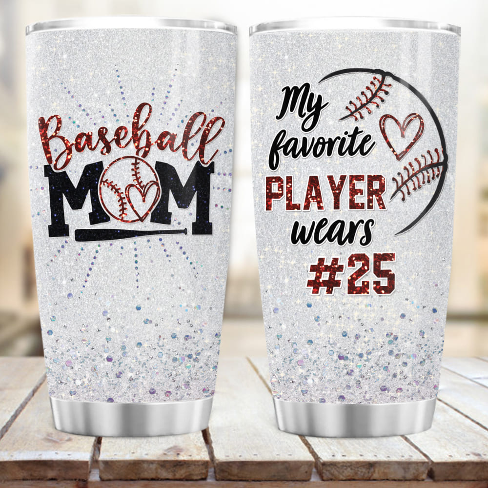 Personalized Fat Tumbler Gift - Baseball Mom Tumbler - My Favorite Player Wears