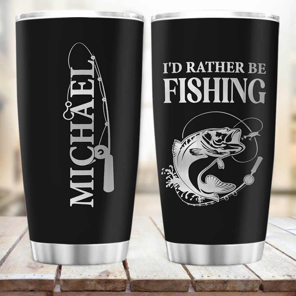 Personalized Fat Tumbler Gift- I&#39;d rather be fishing/camping/hunting