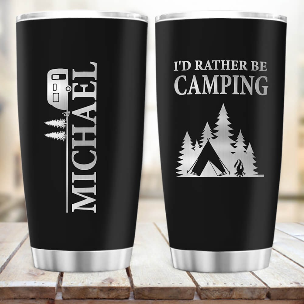 Personalized Fat Tumbler Gift- I'd rather be fishing/camping/hunting -  Unifury